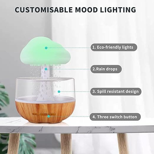 Rechargeable Rain Cloud Humidifier Mushroom Lamp