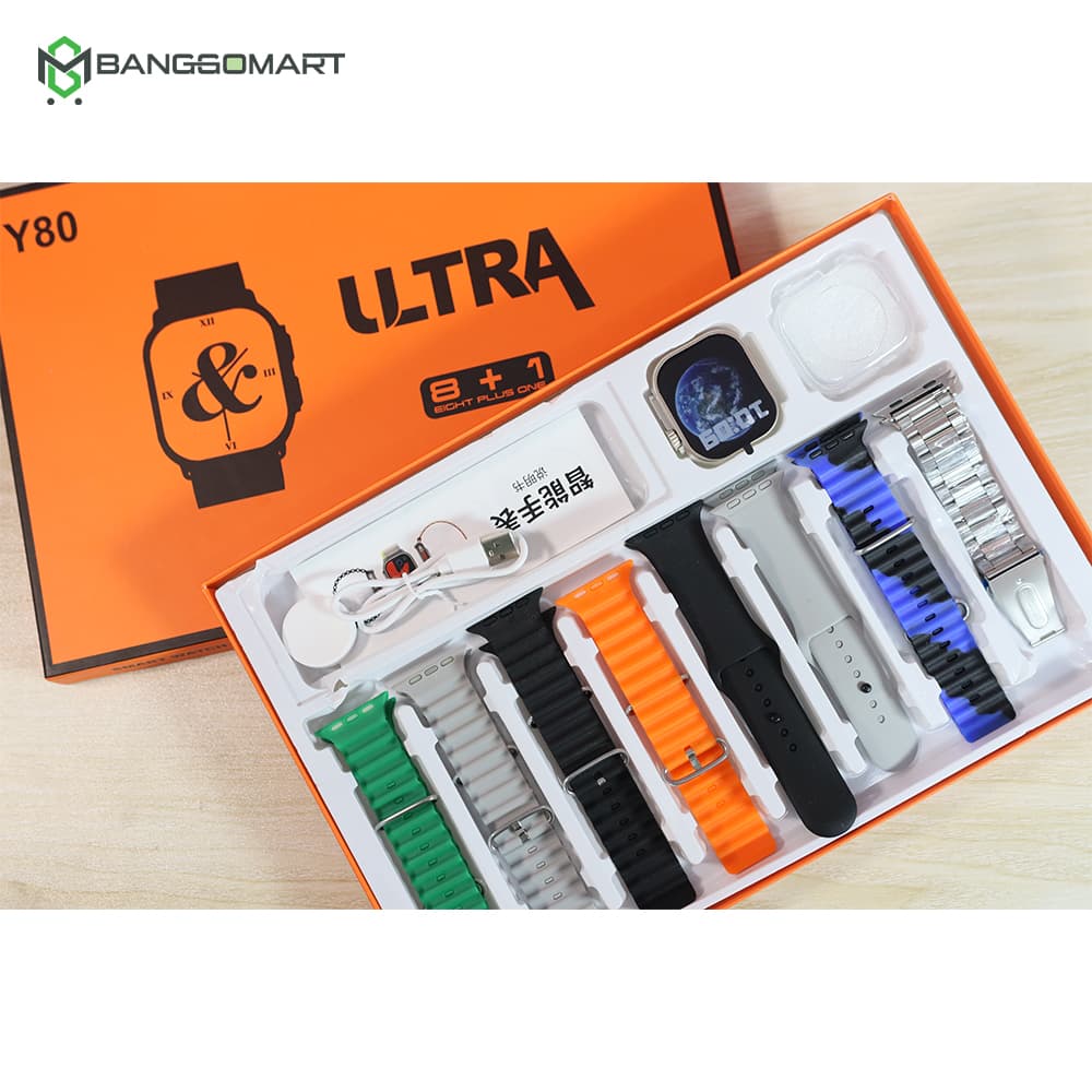 Y80 Ultra Smartwatch With 8 Strap